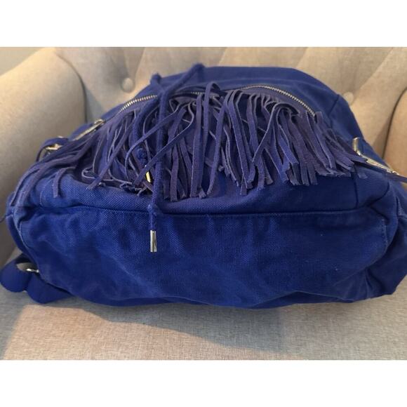 Victorias Secret PINK School Backpack Blue Denim Fringe - Picture 11 of 15